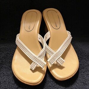 Athena Alexander White Beaded Sandals